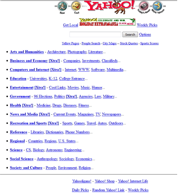Yahoo.com, circa December 1996