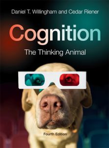 Cover image of Cognition Textbook, dog wearing 3-D stereo glasses